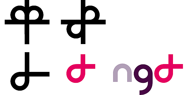 Eine Grafik zeigt ein kronenkreuz, das zum neuen NGD-Logo abgewandelt wird: Das D ist zugleich ein Fisch