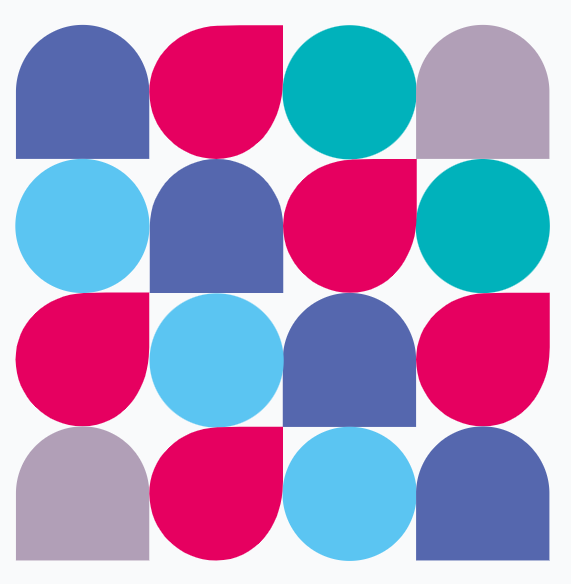 Formen als Muster angeordnet in neuen Designfarben